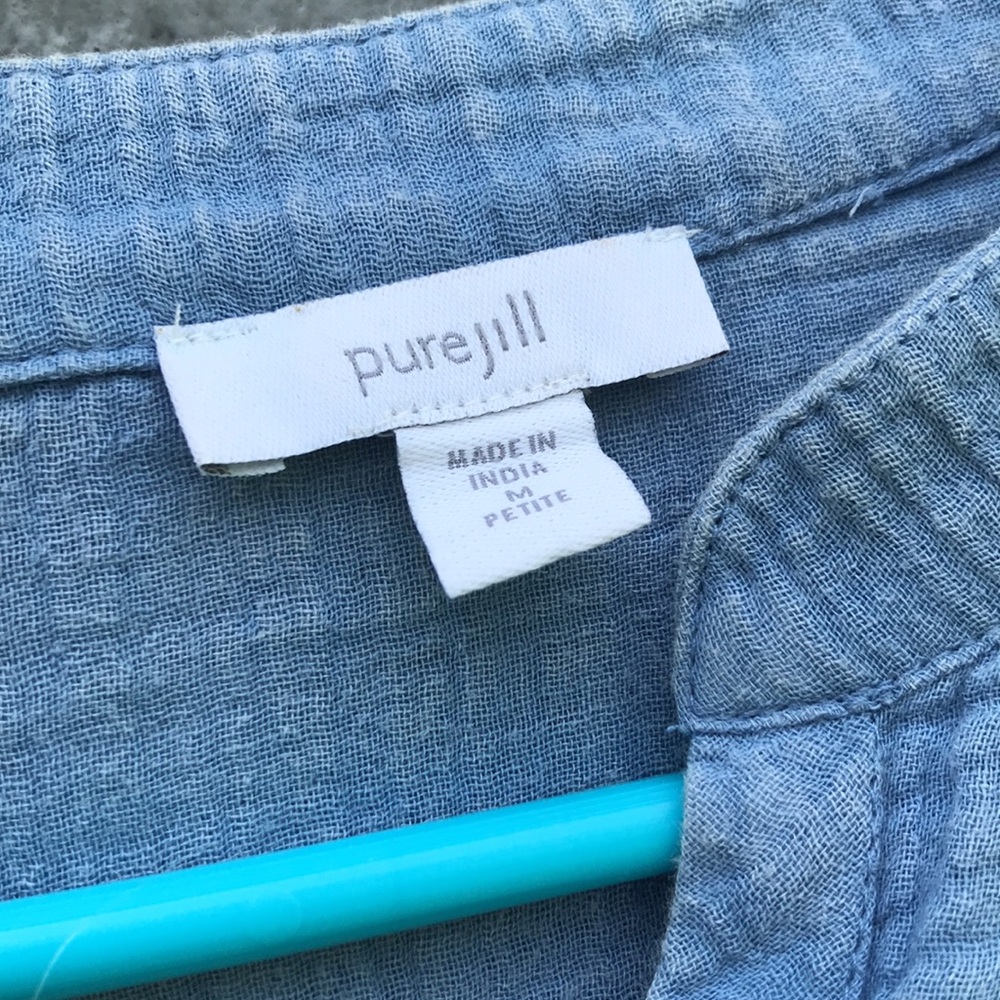 Pure Jill. Size medium petite. Light Blue Textured Blouse - Picture 2 of 7